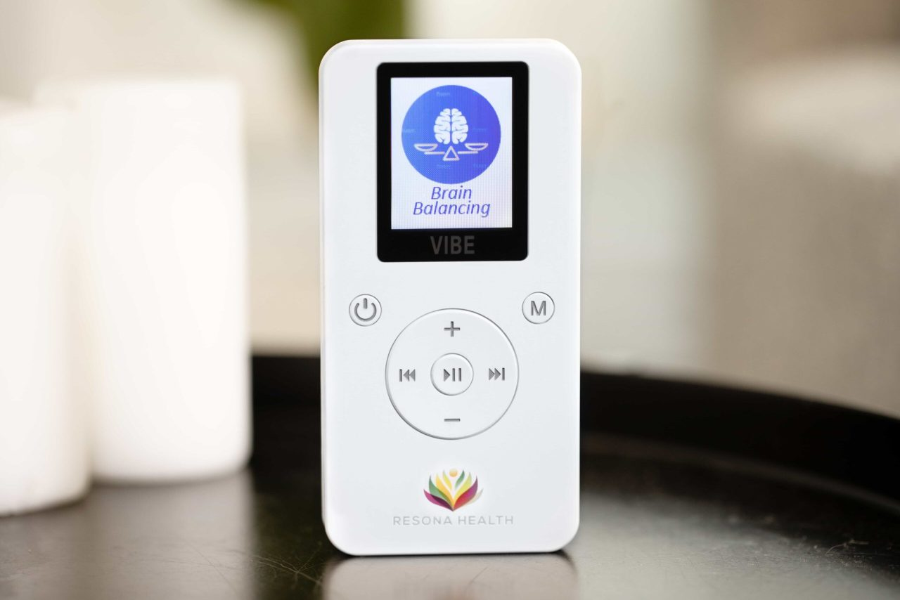 The VIBE Device Close-up of the VIBE PEMF therapy device used for vagus nerve stimulation and natural pain relief